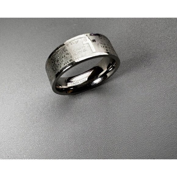 Cross Crucifix With Etched Edge INRI and  - stainless steel cross ring LUX - 10V - Picture 3 of 5